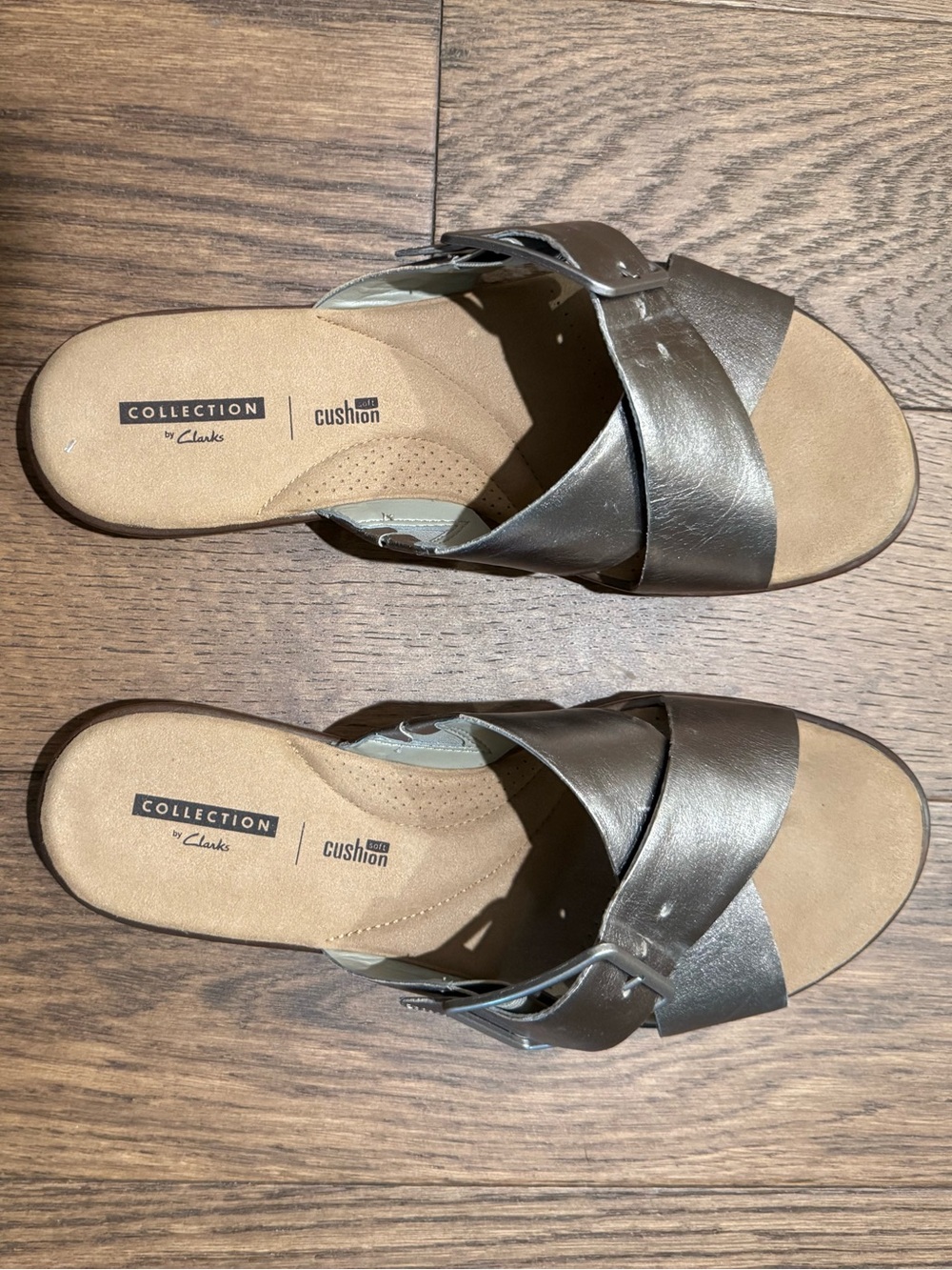 Collection By Clark’s Metallic Bronze Slide Sandals